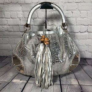 GUCCI SILVER PYTHON LARGE BABOUSKA INDY BAG
